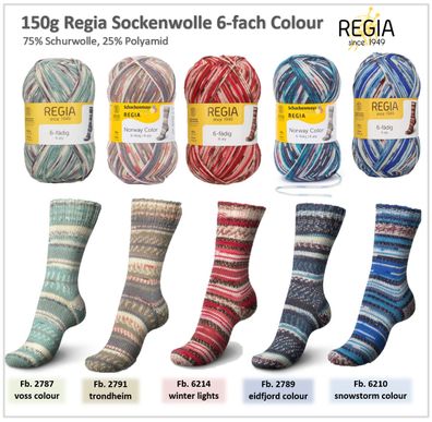 150g Schachenmayr Regia 6-fädig Colour Sockenwolle Strumpfgarn 6-fach