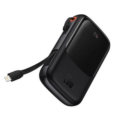 Baseus Qpow Pro Overseas Edition 10000 mAh 20 W Powerbank mit USB-C Kabel – Schwarz
