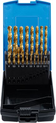 Spiralbohrer-Satz | HSS-G | titan-nitriert | 1 - 10 mm | 19-tlg. BGS