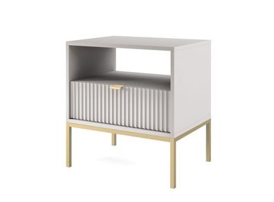 Nachttisch Nova S54 Nachtschrank Grau/ Goldene Beine und Griffe 54x56x39