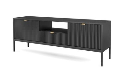 Fernsehschrank Nova RTV154 Lowboard Schwarz/ Schwarze Griffe und Beine