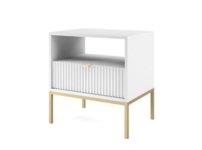 Nachttisch Nova S54 Nachtschrank Weiß/ Goldene Beine und Griffe 54x56x39