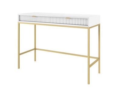 Schreibtisch Nova T104 Schminktisch Weiß/ Goldene Beine und Griffe 104x78x50