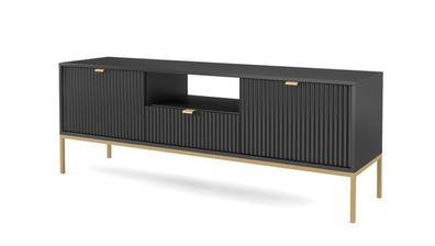 Fernsehschrank Nova RTV154 Unterschrank Lowboard Schwarz/ Goldene Beine und Griffe