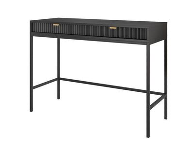 Schreibtisch Nova T104 Schminktisch Schwarz/ Schwarze Beine und Goldene Griffe
