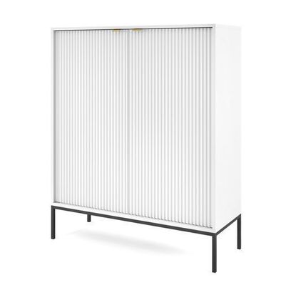Schrank Nova NVK104 Kommode Wohnzimerschrank Weiß/ Schwarze Beine und Goldene Griffe