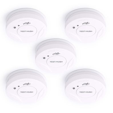 Wiltec 5x Rauchmelder 9-V-Batterie Feuermelder HUSH-Funktion Brandschutzmelder