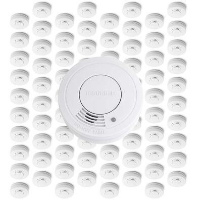 Wiltec 80x Rauchmelder 3-V-Batterie Feuermelder HUSH-Funktion Brandschutzmelder