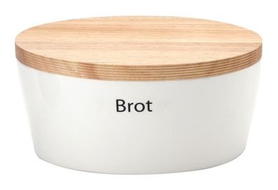 Continenta Vorteilset 1x 2 Stück Brottopf oval mit Holzdeckel 27 x 20 x 13,5 cm