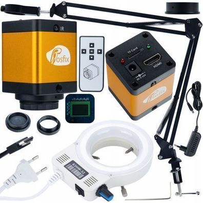 Rosfix Set Mikroskoparm LED-Ringlicht Kamera 12MP | HDMI 720P, 50mm, 32xLED
