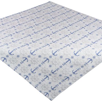 Tischdecke Maritim Mitteldecke Anker Tischdekoration Hellgrau Nautisch Sandner