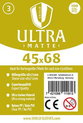 Shield Ultra Matte 3 - 100 Super Sleeves für Kartengröße 45 x 68 mm