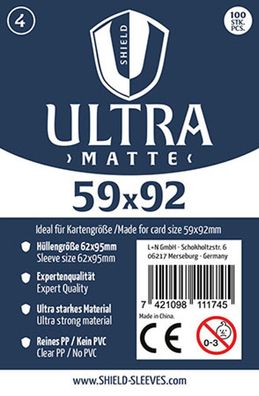 Shield Ultra Matte 4 - 100 Super Sleeves für Kartengröße 59 x 92 mm