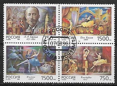 Russland gestempelt Michel-Nummer 530-533 Viererblock