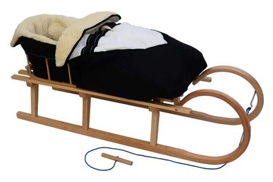 Best For Kids Hörnerrodel 120 cm mit Rückenlehne, Fußsack & Zugleine | Bis 200 kg