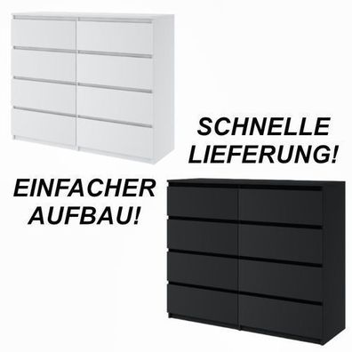 Kommode mit 8 Schubladen Sideboard Schrank Anrichte Highboard 120 holz