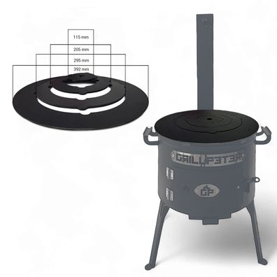 Kochplatte mit Ringen für Utschak rund 4 mm Stahl alle Größen