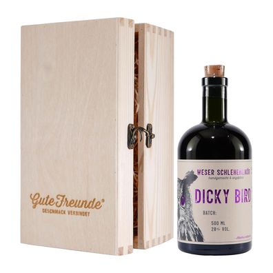 Dicky Bird Schlehen-Likör mit Geschenk-Holzkiste