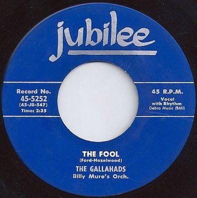 Gallahads - The Fool / The Morning Mail (1956) 45 single 7" EX/ EX