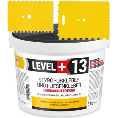 Styroporkleber Set 5kg Dispersionkleber Polymerbasis + 2St. Zahnspachtel L+13