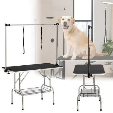 Trimmtisch Schertisch Groomer-Tisch Tierpflegetisch mit zwei Leinen und einem Korb