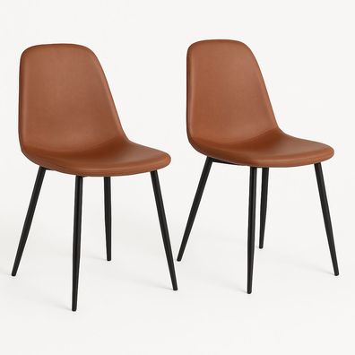 Stockholm Esszimmerstuhl 2er Set - Vintage-Look & schwarzes Stahlgestell