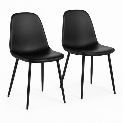 Stockholm Esszimmerstuhl 2er Set - Vintage-Look & schwarzes Stahlgestell