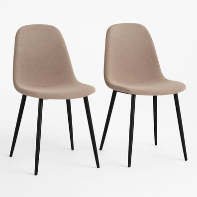 Stockholm Esszimmerstuhl 2er Set - Vintage-Look & schwarzes Stahlgestell