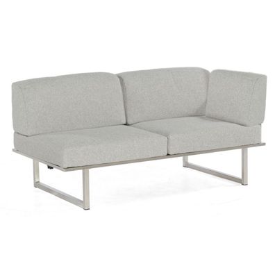 Sonnenpartner Lotus Eckmodul Loungesofa 2-Sitzer rechts Edelstahl mit Teakholz