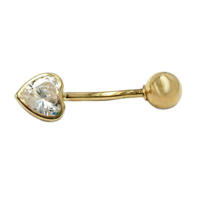 Bauchnabelpiercing Banana 20x6mm Zirkonia-Herz 14Kt GOLD