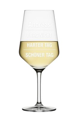 Spiegelau Weinglas „Style“ – Gravur „[Name] – Frag Nicht, Harter Tag, Schöner
