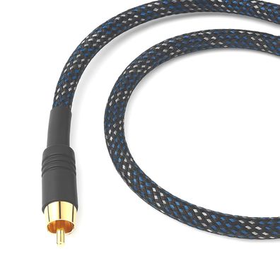 HighEnd Cinchkabel speziell für Subwoofer - mono - bLUE - audio-IN -sUB