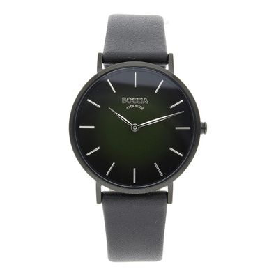 Boccia Uhr Damen 3273-14 Leder, itan, Schwarz