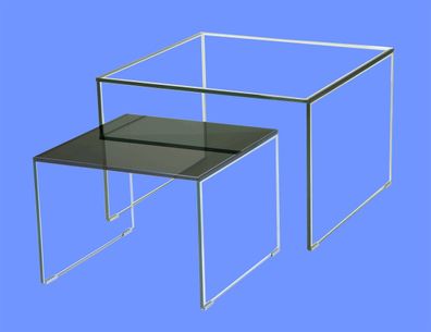 BRIDGE-H Couchtisch 2-teilig 70x70 Klarglas/50x50cm Parsolglas 45cm Höhe