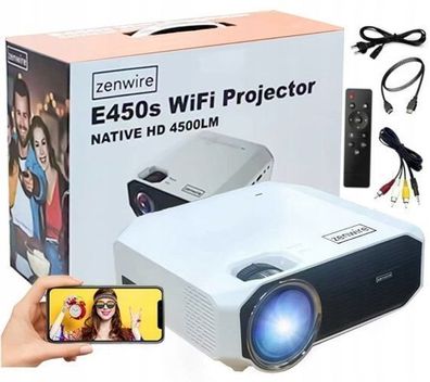 Mini WiFi Projektor Tragbarer Full HD Bluetooth Projektor 4500 lm Zenwire E450s