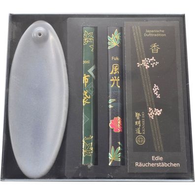 Geschenkpackung Räucherstäbchen inkl. 2 Rollen Kenmei Do und Halter (Gr. 15cm)