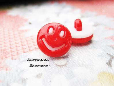 1Kunststoffkinderknopf Kunststoffkinderknöpfe Gesicht rot 13x6mm Öse 3mm Nr 1253