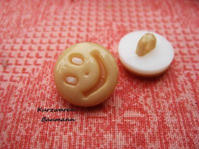 1Kunststoffkinderknopf Kunststoffkinderknöpfe Gesicht beige 13x6mm Öse 3mm Nr 1243