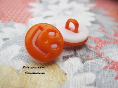 1Kunststoffkinderknopf Kunststoffkinderknöpfe Gesicht orange 13x6mm Öse 3mm Nr 1252