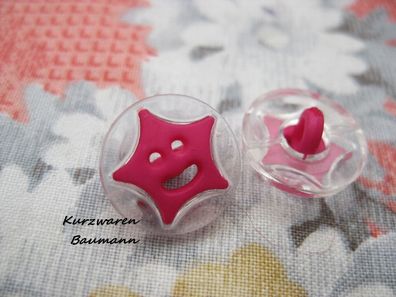 1Kunststoffkinderknopf Stern mit Gesicht pink 14x7mm Öse 3mm Nr 1260