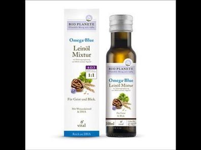 BIO Planète 6x Omega Blue Leinöl-Mixtur zur Nahrungsergänzung 0,1l