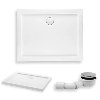 Duschwanne Rechteck Acryl GOLIAT 110x80x5,5 Weiß | Ablaufgarnitur im SET !