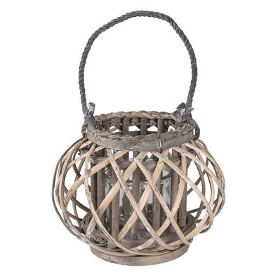 Clayre & Eef Windlicht Ø 28x20 cm Grau Holz (Gr. Ø 28x20 cm)