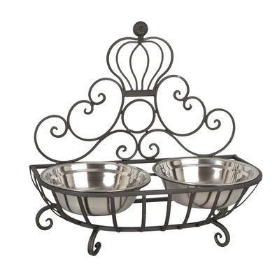 Clayre & Eef Krippenhund 2x500 ml Braun Eisen Krone (Gr. 36x18x19 cm / 2x500 ml)