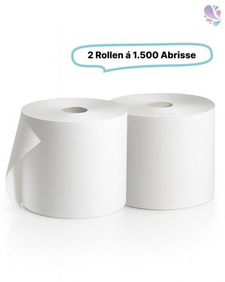 Putzrolle weiß, 2 Rollen, 2-lagig, 3.000 Abrisse, 240 x 350mm, saugstark, reißfest