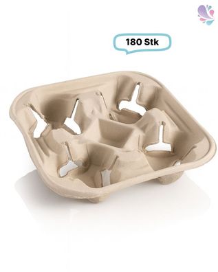 180 Becherhalter, praktische & kompostierbare Chinet-Transporthilfe für 4 Becher, 21