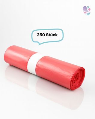 250 Qualitäts- Müllsack, Abfallsack, Müllbeutel 120 Liter, ROT, 38my, EXTRA REIßFEST