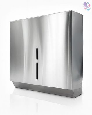 Falthandtuchspender, Papierhandtuchspender Edelstahl matt, mit Sichtfenster, Kapazitä