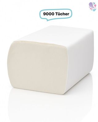 Toilettenpapier, 9.000 Blatt Toilet Tissue, 2-lagig, 100% Zellstoff, gefaltet, wasser
