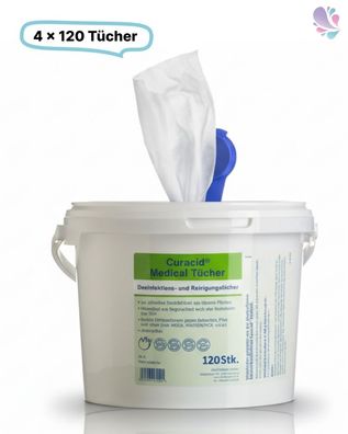 Blanc Hygienic Desinfektionstücher, Curacid Medical, 4 x 120 Stück